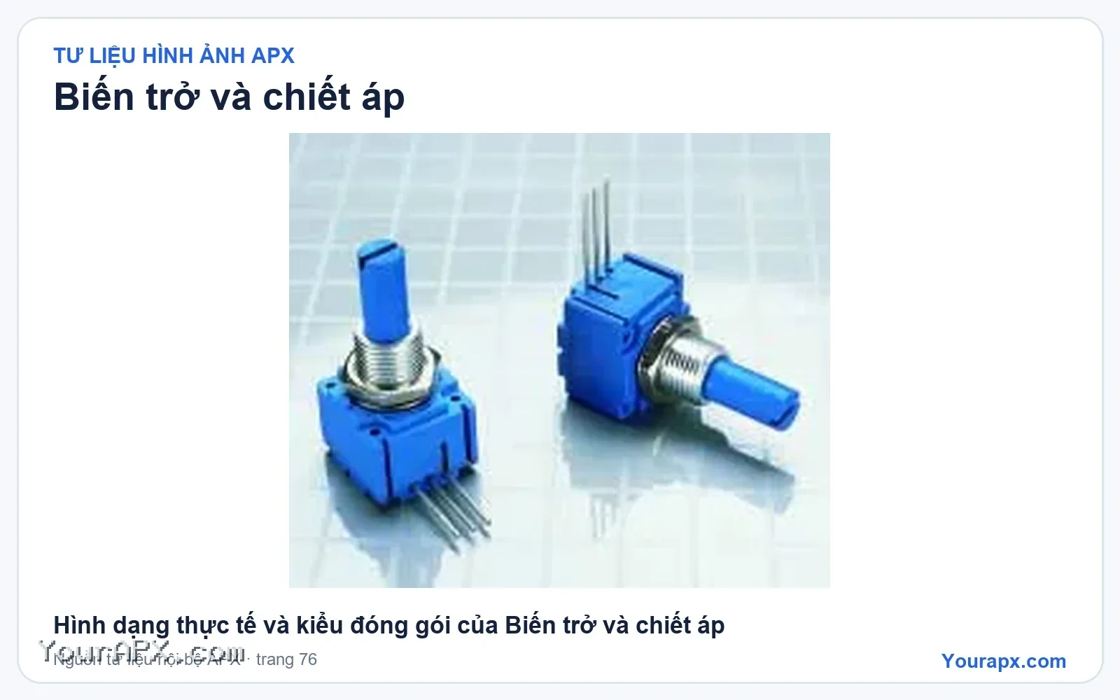Hình dạng thực tế và kiểu đóng gói của Biến trở và chiết áp