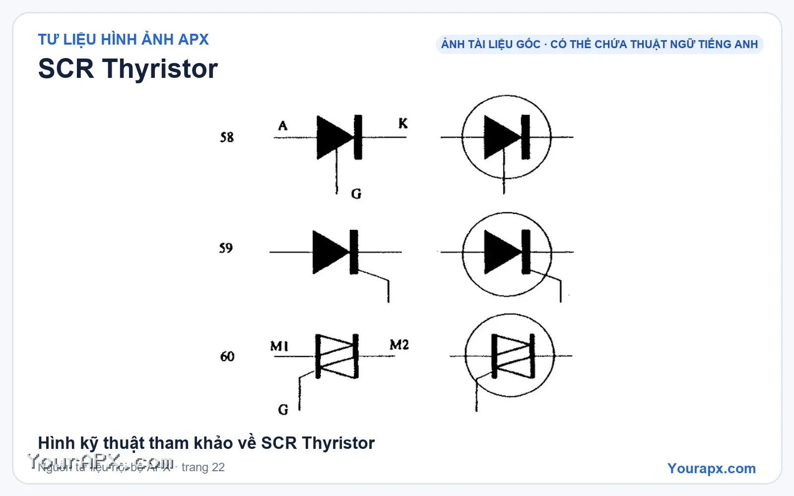 Hình kỹ thuật tham khảo về SCR Thyristor