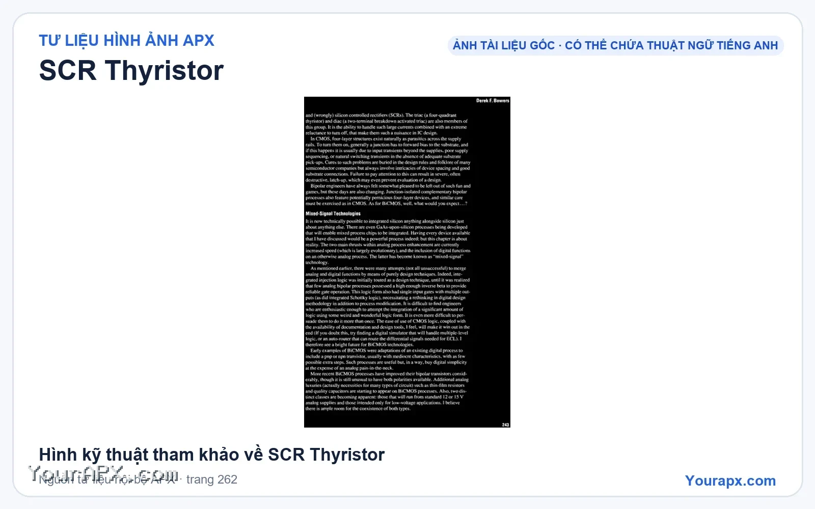 Hình kỹ thuật tham khảo về SCR Thyristor